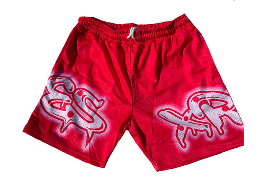 Pink "EXSR" Logo Mesh Shorts
